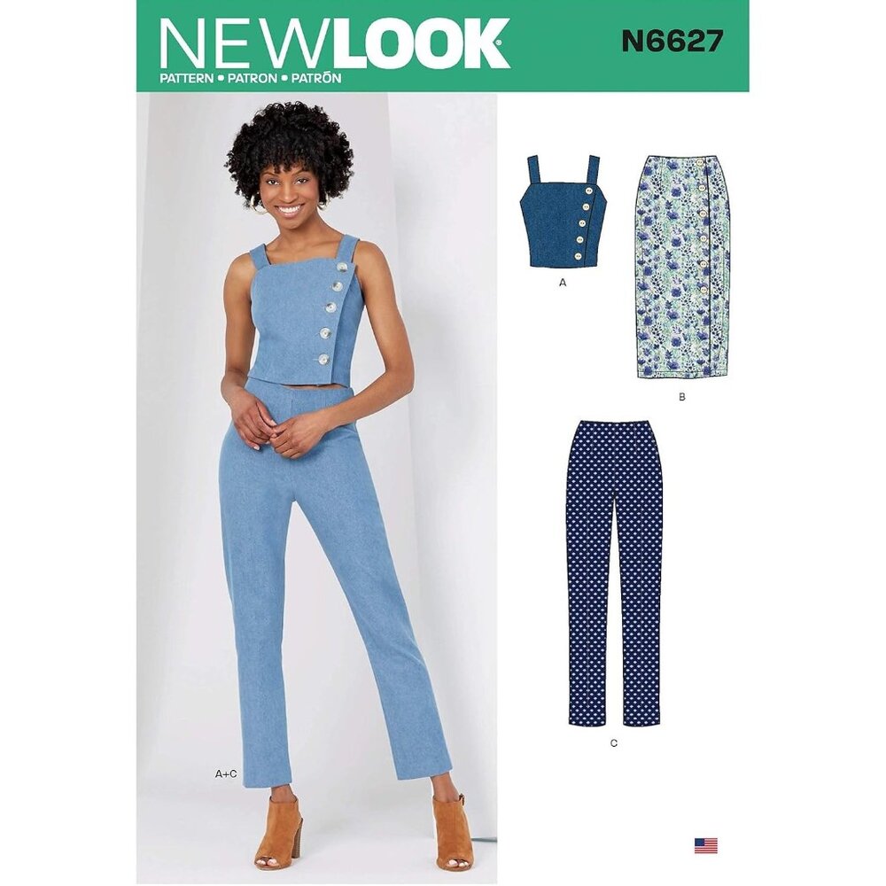 New Look Sewing‎ Pattern N6627 Pants Top Skirt Misses Size 8-20 Easy to Sew